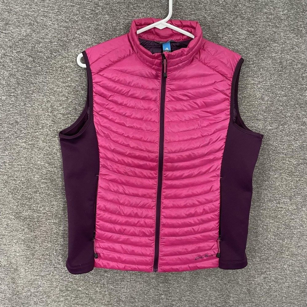 Eddie Bauer Vest Womens L Pink First Ascent Quilted Insulated Full Zip Puffer